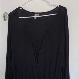 Black Cotton Stretch Romper - Size: 18